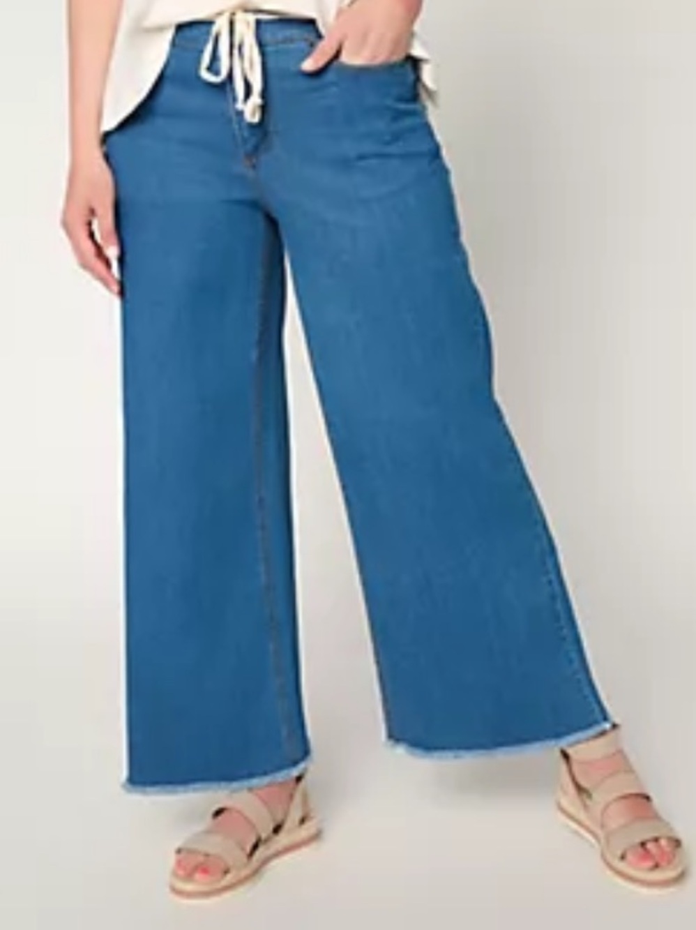 NWT Peace Love World Wide-Leg Blue Denim Jeans with Drawstring